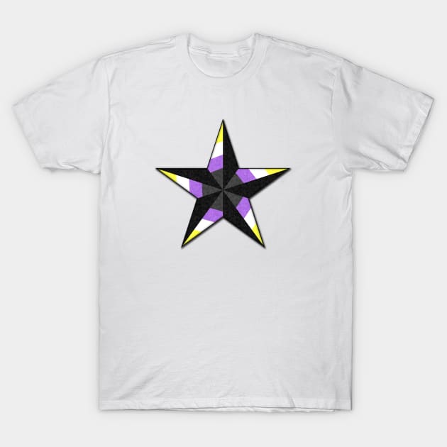 Non-Binary Pride Flag Colored Nautical Star T-Shirt by LiveLoudGraphics